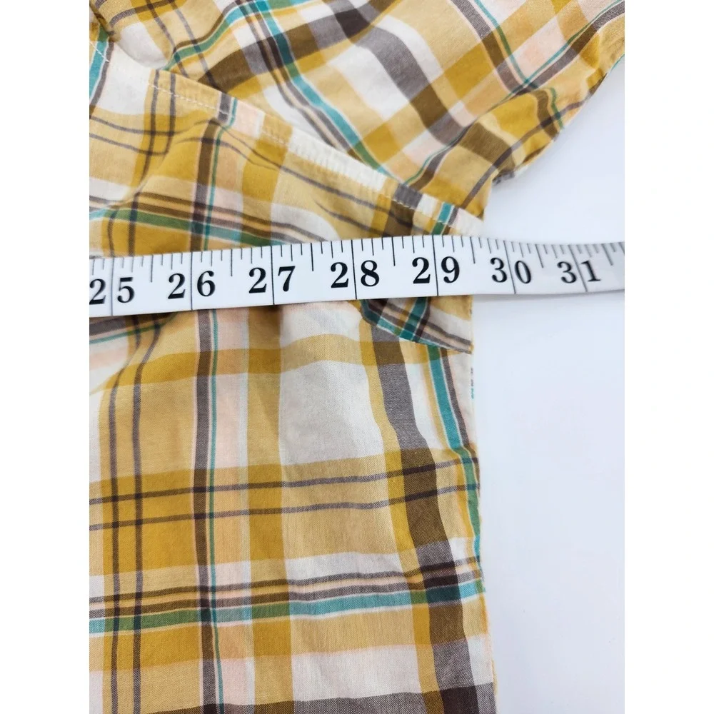 St John's Bay Womens 2X Plaid Flannel Shirt‎ Long Sleeve Button Up Top Yellow